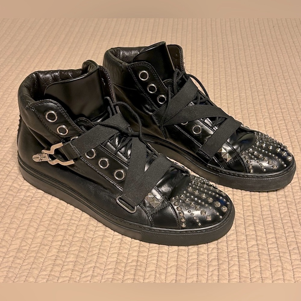Cesare Paciotti 2007 Spiked Boxcalf Hi-tops size 10 Vintage